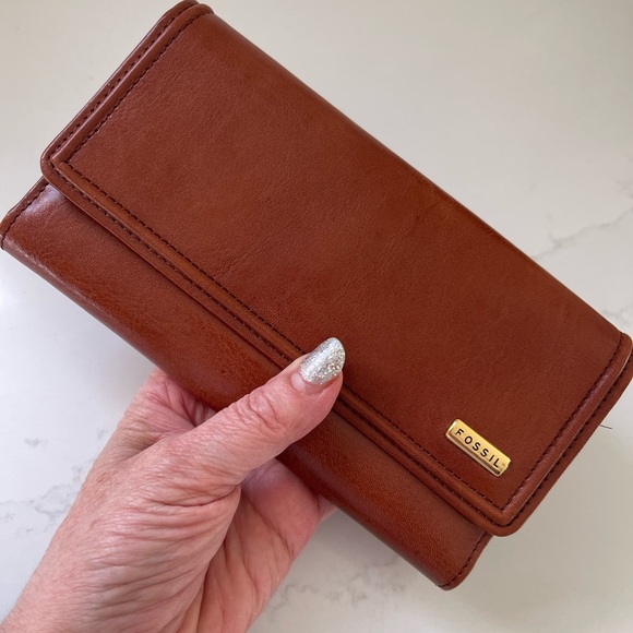 Fossil Handbags - Fossil Tan Leather Clutch